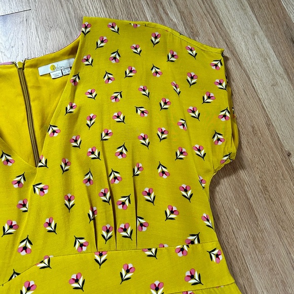 Boden Yellow Floral Midi Dress - Picture 6 of 12